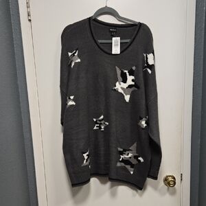 Torrid Charcoal and White Star Sweater